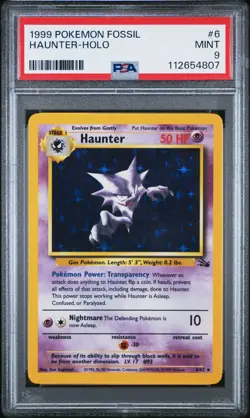 PSA 9 Haunter - Fossil Unlimited Holo Rare #6 - Pokemon WoTC - Image 1