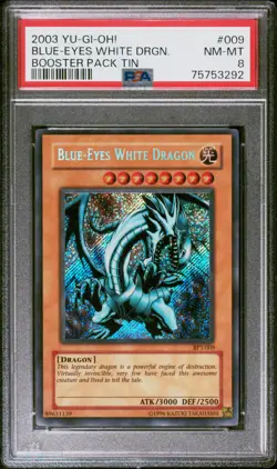 2003 YUGIOH BPT-009 BLUE-EYES WHITE DRAGON SECRET RARE PSA 8 NM #75753292 - Image 1