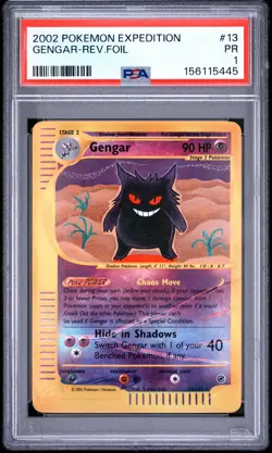 2002 POKEMON EXPEDITION #13 GENGAR-REVERSE FOIL PSA 1 - Image 1