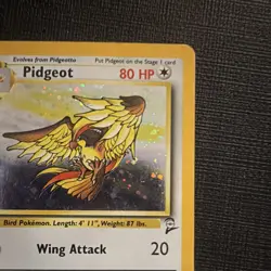 Pokemon TCG Pidgeot 14/130 Base Set 2 Rare Holo 80 HP 2000 English - Image 2
