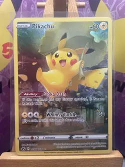 Pokemon Pikachu TCG Crown Zenith Galarian Gallery Holo Card GG30/GG70 - Crease - Image 1