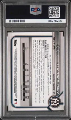 PSA 10 Jasson Dominguez IMAGE VARIATION SHORT PRINT SP 2022 Bowman BCP-98 - Image 3