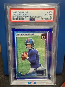 2025 Panini Optic Preview Jaxson Dart RC Blue Scope Prizm PSA 10 - Image 1