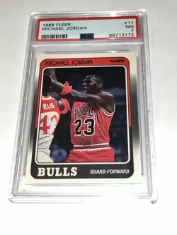 1988-89 FLEER MICHAEL JORDAN #17 PSA 7 THIRD YEAR BULLS - Image 1