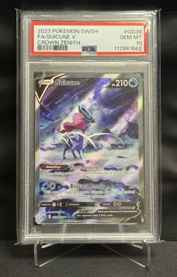 2023 POKEMON SWORD & SHIELD CROWN ZENITH #GG38 FULL ART/SUICUNE V PSA 10 - Image 1