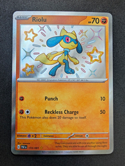 Pokemon TCG Riolu 173/091 SV: Paldean Fates Shiny Rare Holo 2024 NM - Image 1