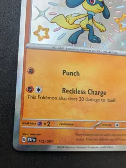 Pokemon TCG Riolu 173/091 SV: Paldean Fates Shiny Rare Holo 2024 NM - Image 5