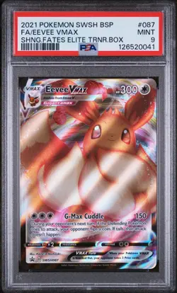 Pokemon TCG Eevee VMAX SWSH087 Shining Fates Black Star Promo Card PSA 9 - Image 1