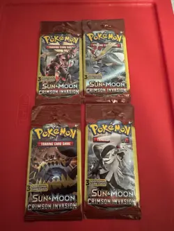 POKEMON Sun & Moon CRIMSON INVASION 3 Card Mini Booster Packs Complete Art Set - Image 2