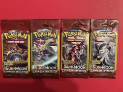 POKEMON Sun & Moon CRIMSON INVASION 3 Card Mini Booster Packs Complete Art Set - Image 3