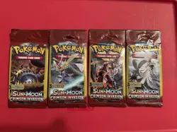 POKEMON Sun & Moon CRIMSON INVASION 3 Card Mini Booster Packs Complete Art Set - Image 4