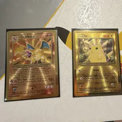 Pokemon TCG celebrations gold metal Charizard 4/102 & Pikachu 58/102 - Image 1