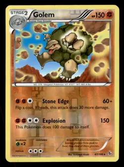 Golem 47/106 Rare Flashfire Pokemon Reverse Holo Moderately Played - Image 1