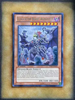 Yugioh Gladiator Beast Augustus PRIO-EN030 Rare 1st Ed LP - Image 1
