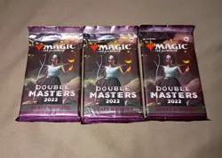 Lot of 3 MTG Double Masters 2022 Draft Booster Pack = 48 Magic Cards New Sealed 195166196435 - Image 1