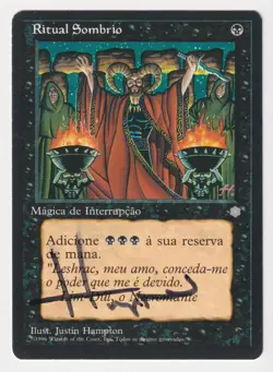 Signed Portuguese Dark Ritual Proof LP Ice Age Artist Justin Hampton 1996 MTG AP - Image 1