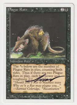 Signed Plague Rats NM Revised Edition Artist Anson Maddocks 1994 WOTC MTG Magic! - Image 1