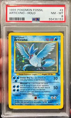 1999 Pokemon Fossil Articuno Holo 2/62 PSA 8 NM-MT WOTC Vintage - Image 1