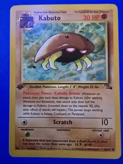 1st Edition Kabuto 50/62 Fossil Set Rare Vintage 1999 Pokemon Card - NM - Image 1