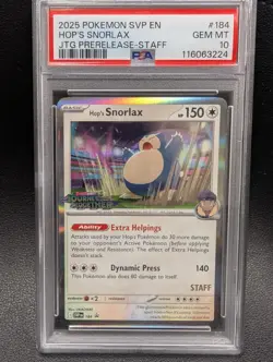 2025 POKEMON SVP EN-SV BLACK STAR PROMO #184 HOP'S SNORLAX PSA 10 📈🔥POP 15 🔥 - Image 1