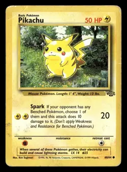 Pikachu 60/64 Unlimited Common Jungle Pokemon Card - 5 - Image 2