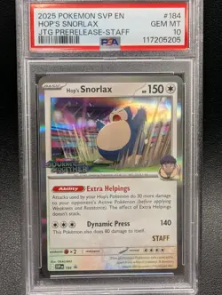 2025 POKEMON SVP EN-SV BLACK STAR PROMO #184 HOP'S SNORLAX PSA 10🔥POP 15🔥📈 - Image 1