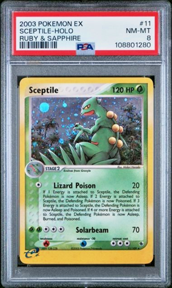 Pokemon Sceptile EX Stage 2 Holo Swirl Rare Ruby & Sapphire 11/109 PSA 8 2003 11 - Image 1