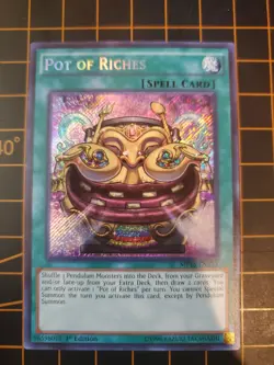 Pot of Riches MP15-EN233 1st Edition Secret Rare YuGiOh! TCG NM With Top Loader - Image 2