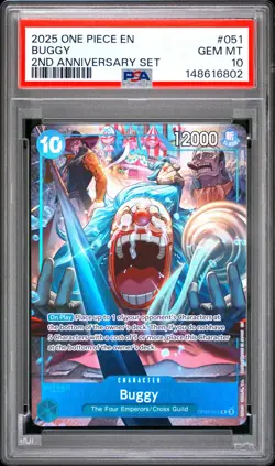 2025 ONE PIECE ENGLISH VERSION 2ND ANNIVERSARY SET #051 BUGGY PSA 10 - Image 1