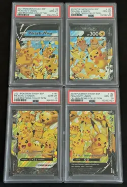 Pikachu V Union 4 Card Set English PSA 10 (New 2025 Cert) SWSH 139 140 141 142 - Image 1
