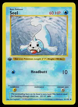 Pokemon Card - Seel Base Set (Shadowless) 41/102 Uncommon 1st Edition - Image 1