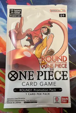 One Piece x Round 1 Promo Pack 1 Card Sealed One Piece TCG. English. In Hand - Image 1