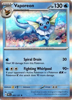 Vaporeon 022/131 SV: Prismatic Evolutions Pokemon Card TCG - Image 1