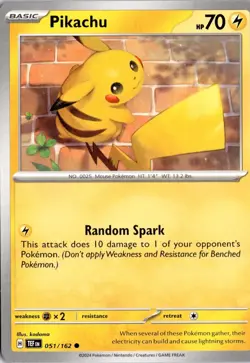Pikachu 051/162 SV05: Temporal Forces Pokemon Card TCG - Image 1