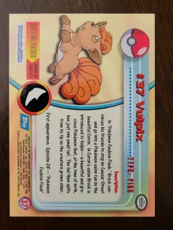 DMG! HOLO FOIL Vulpix TOPPS Series 1 Blue Logo #37 Pokemon Card TCG - Image 3