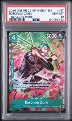 One Piece Roronoa Zoro OP15-037 Treasure Rare OP15-EB04 PSA 10 - Image 1