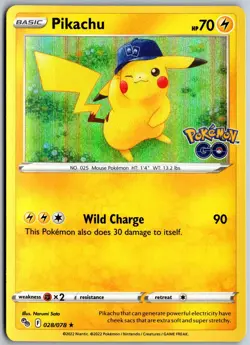 Pikachu 028/078 HOLO Rare Pokemon GO Pokemon NM - Image 1