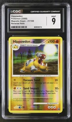 CGC 9 MINT Hippowdon 2008 Majestic Dawn 21/100 Reverse Holo Pokemon Card - Image 1
