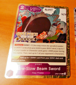 ONE PIECE ENGLISH CARD GAME JUDGE HOLO CARTE OP07-076 EN MINT - Image 1