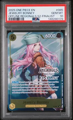 ONE PIECE 25-26 OFFLINE REGIONALS S2 JEWELRY BONNEY #085 FINALIST CARD PSA 10 💎 - Image 1