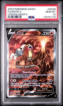 Entei v GG36/GG70 Crown Zenith Pokemon TCG Card PSA 10 - Image 1