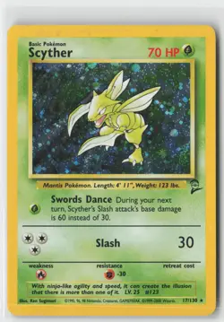 SCYTHER HOLO RARE B2 BASE SET 2 POKEMON 17/130 MP - Image 1