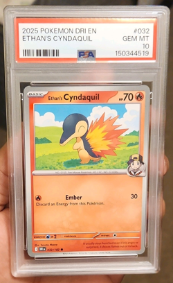 Pokemon TCG Sv10 Destined Rivals Ethan's Cyndaquil 032/182 EN PSA 10 - Image 1