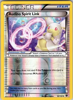 Audino Spirit Link 92/124 Uncommon Fates Collide Pokemon Reverse Holo LP - Image 1