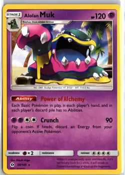 Alolan Muk 58/149 Holo Rare SM Base Set Pokemon NM - Image 1