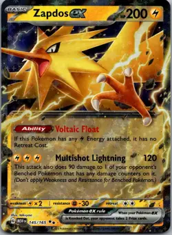 Zapdos ex 145/165 Double Rare 151 Pokemon Holo Near Mint - Image 1