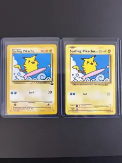 Pokemon TCG Surfing Pikachu WOTC 28 Black Star Promo & Evolutions 111/108 Reg - Image 1