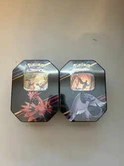 Pokemon TCG Crown Zenith Tin Lot (2) Galarian Articuno & Zapdos 8 Packs Sealed - Image 1
