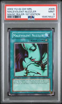 2002 YU-GI-OH! MRL-MAGIC RULER 1ST EDITION #005 MALEVOLENT NUZZLER PSA 9 - Image 1