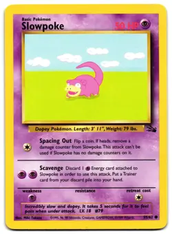 SLOWPOKE 55/62 - LP - FOSSIL ENGLISH 1999 POKEMON CARD - Image 2